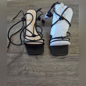 Women's black lace up heels size 6.5 NEW